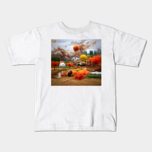 Autumn Village Landscape Kids T-Shirt
